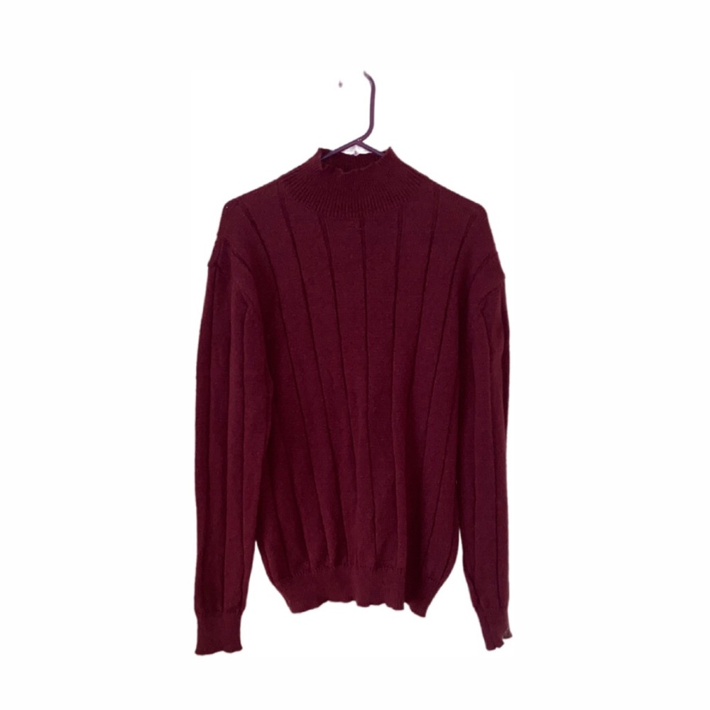 Ribbed Knit Stand Neck Sweater